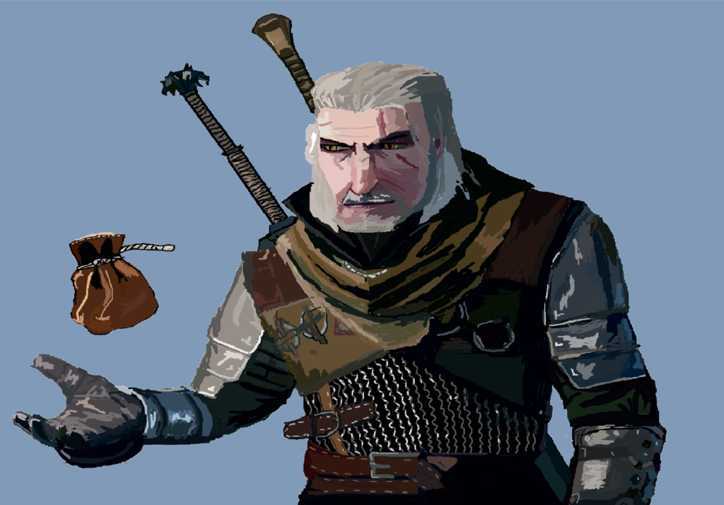1024x714 Geralt Of Rivia By Kingfret - Geralt Of Rivia Painting
