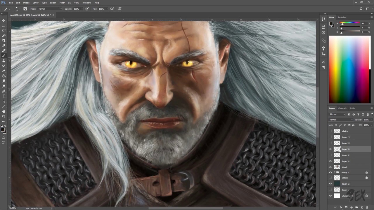 1280x720 Speed Painting - Geralt Of Rivia Painting