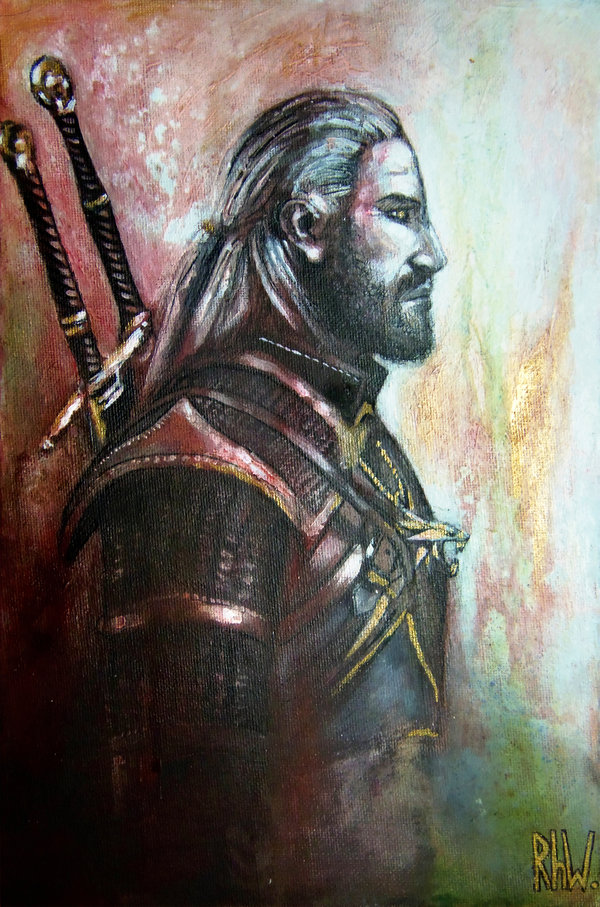 600x907 Geralt Of Rivia By Rhyn Art - Geralt Painting
