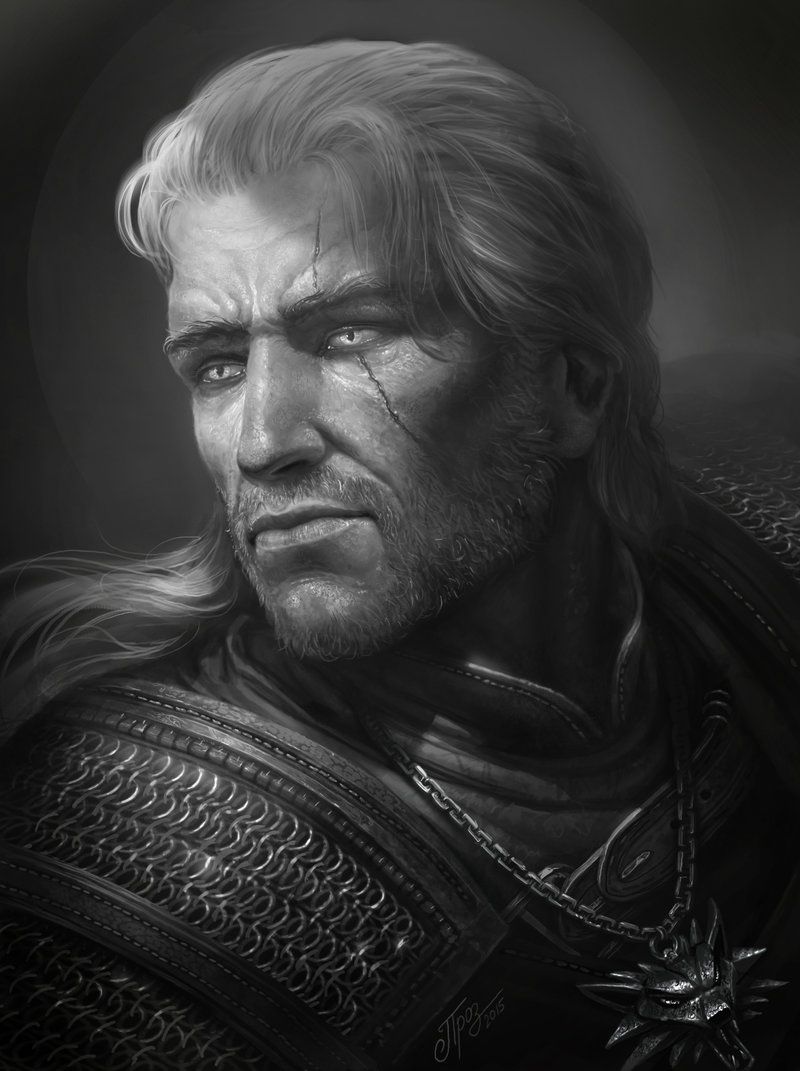 800x1071 Geralt Of Rivia By Tamplierpainter On , Witcher - Geralt Painting