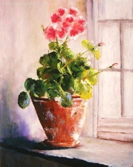 441x552 15 Paintings Challenge Geranium, - Geranium Painting