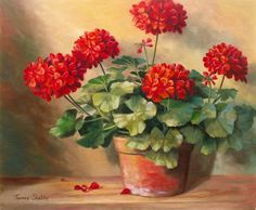 236x194 Potted Geraniums - Geranium Painting