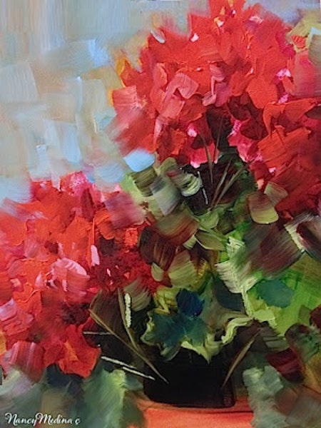 450x600 Summer Nights Red Geranium Painting And A North Texas Workshop By - Geranium Painting