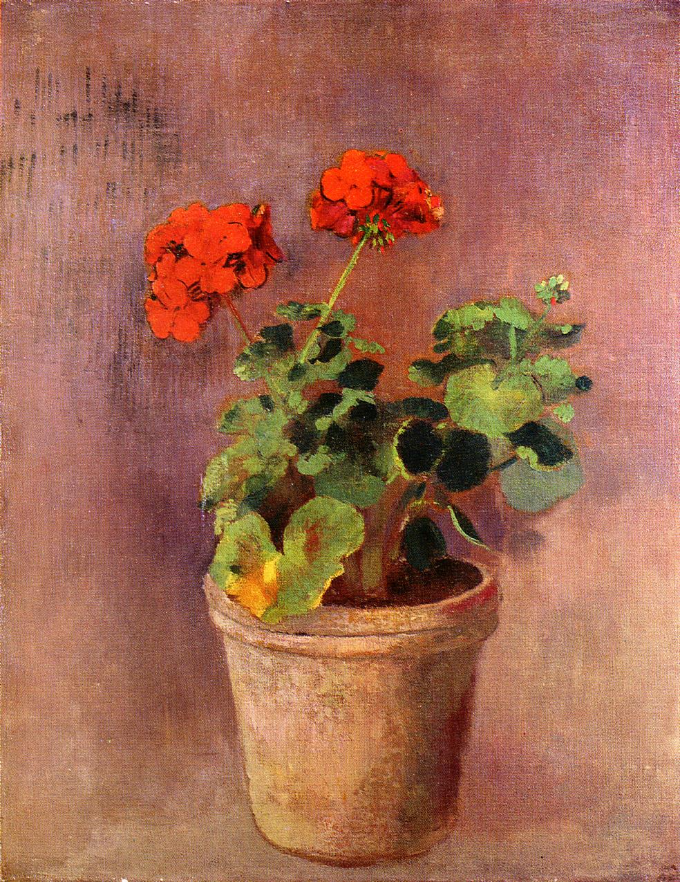 984x1275 The Pot Of Geraniums Painting Odilon Redon Oil Paintings - Geranium Painting