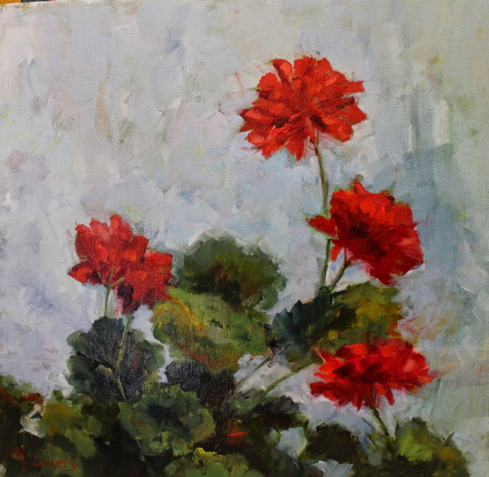 1600x1562 Wanda Lowery's Daily Painting Geranium Re Do - Geranium Painting