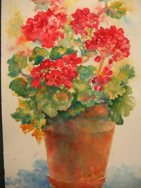 450x600 Drawings Of Geraniums View Of Studio (Little House),from River - Geranium Painting