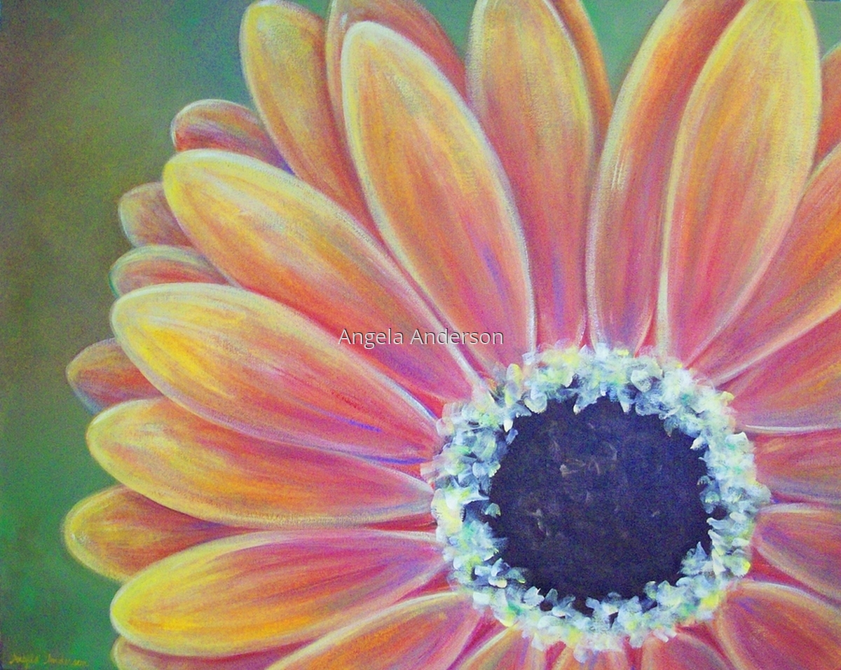 1200x956 Painting Gerber Daisy (Original Art By Angela Anderson) - Gerber Daisy Painting