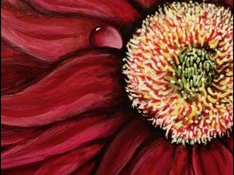 480x360 How To Paint A Gerbera Daisy With Acrylics (Timelapsed) By Natasha - Gerbera Daisy Painting