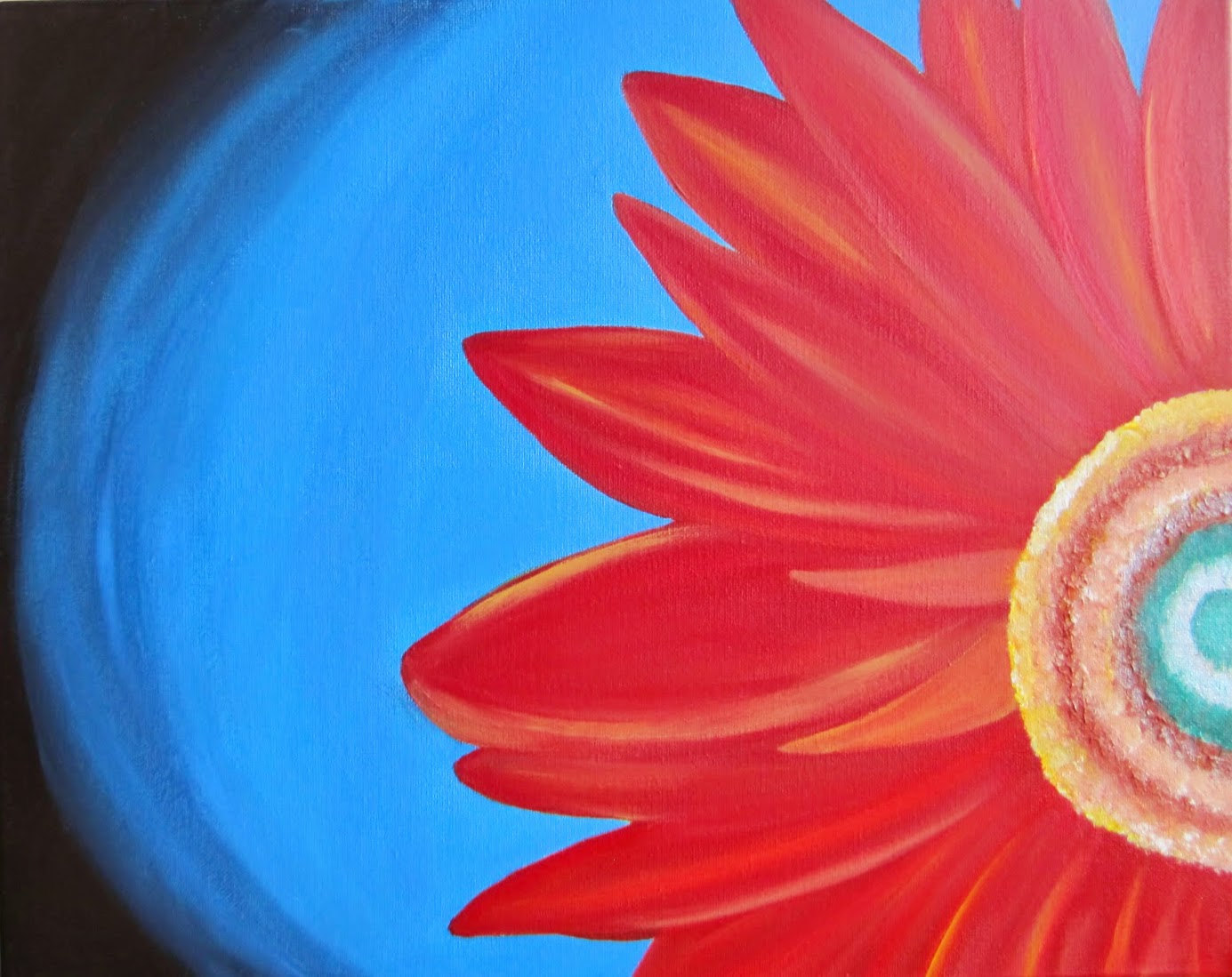 1385x1099 Red Gerbera Daisy Painting Original Flower Painting Abstract - Gerbera Daisy Painting