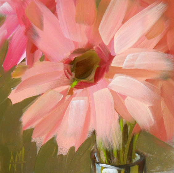 563x560 Gerbera Daisies Angela Moulton's Painting A Day - Gerbera Daisy Painting