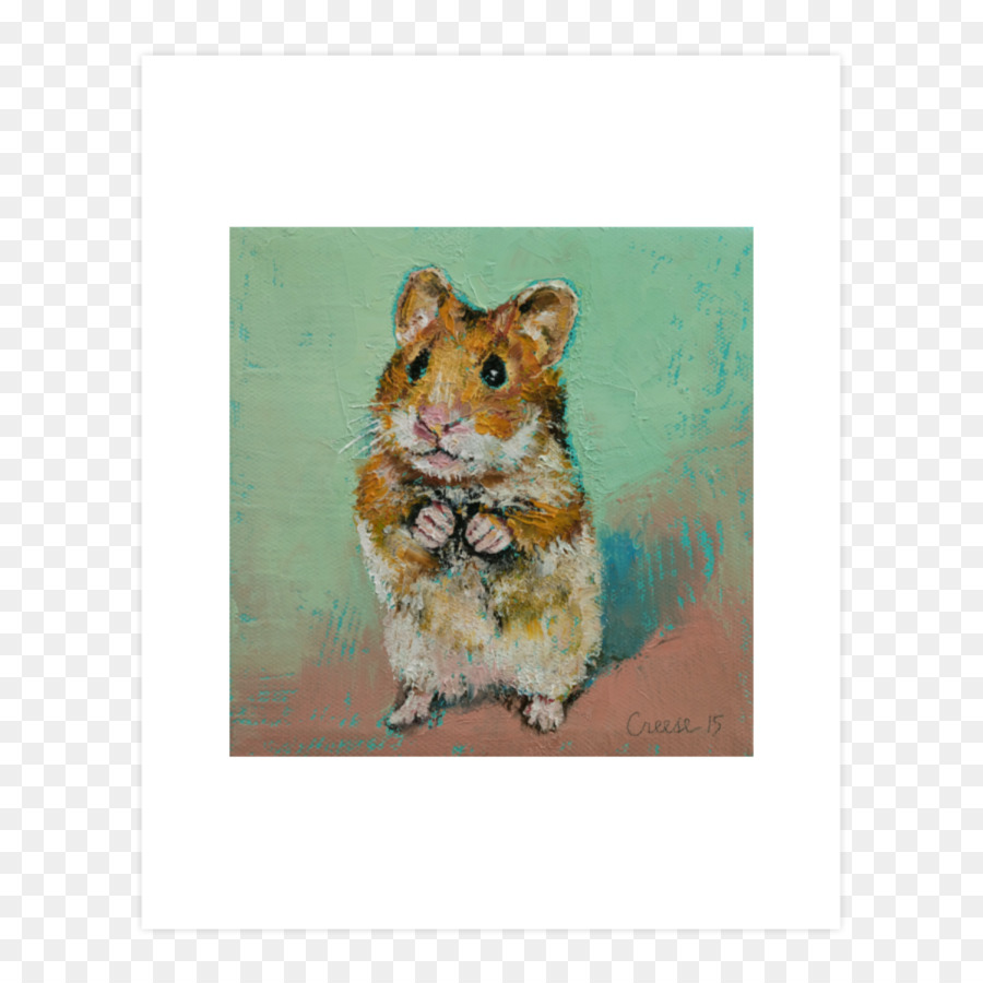 900x900 Hamster Gerbil Canvas Print Painting Art - Gerbil Painting
