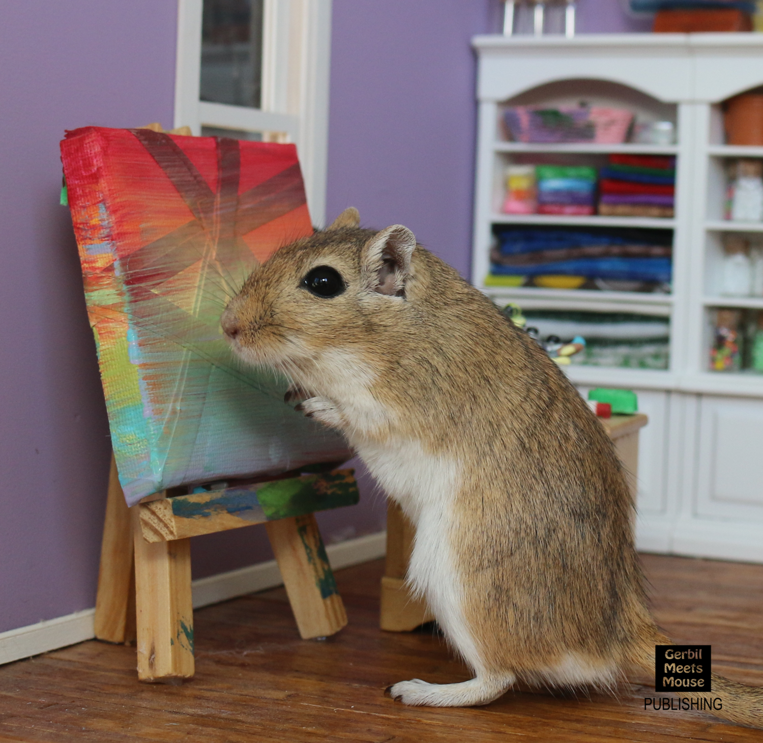 1500x1460 Mocha And Petri Try Geometic Painting Gerbil Meets Mouse Publishing - Gerbil Painting