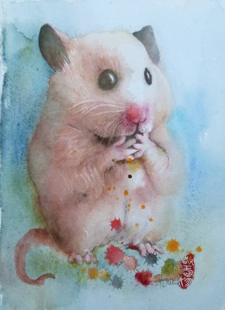 770x1060 Saatchi Art Hamster Painting By Marie Helene Stokkink - Gerbil Painting