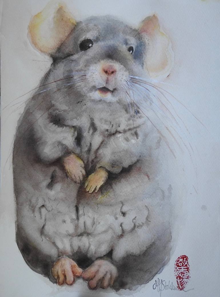 770x1038 Saatchi Art The Chinchilla Painting By Marie Helene Stokkink - Gerbil Painting
