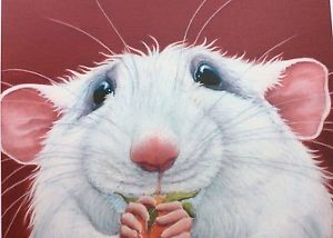 300x214 White Rat Painting Fine Art Giclee Print Picture Ebay - Gerbil Painting