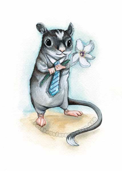 429x600 Gerbil Art, Pet Memorial, Custom Print Size, Flower Nursery, Blue - Gerbil Painting
