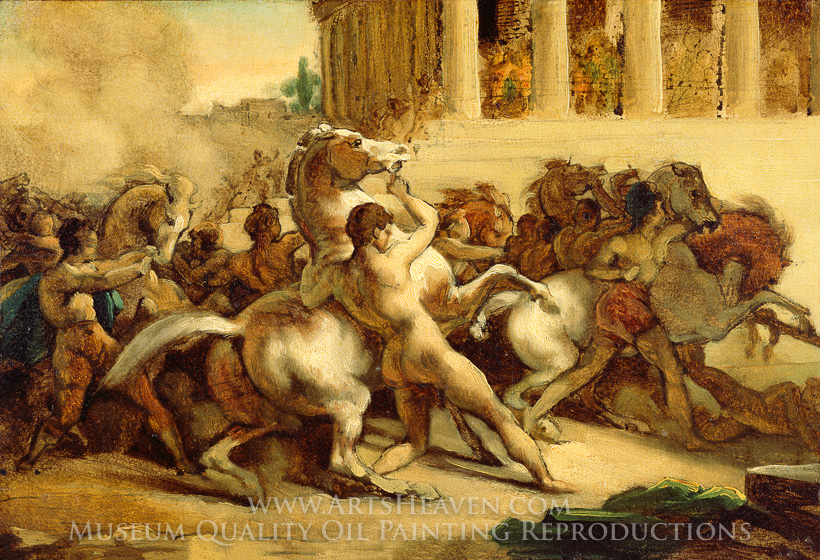 820x560 Reproduction Painting Theodore Gericault The Race Of The Riderless - Gericault Painting