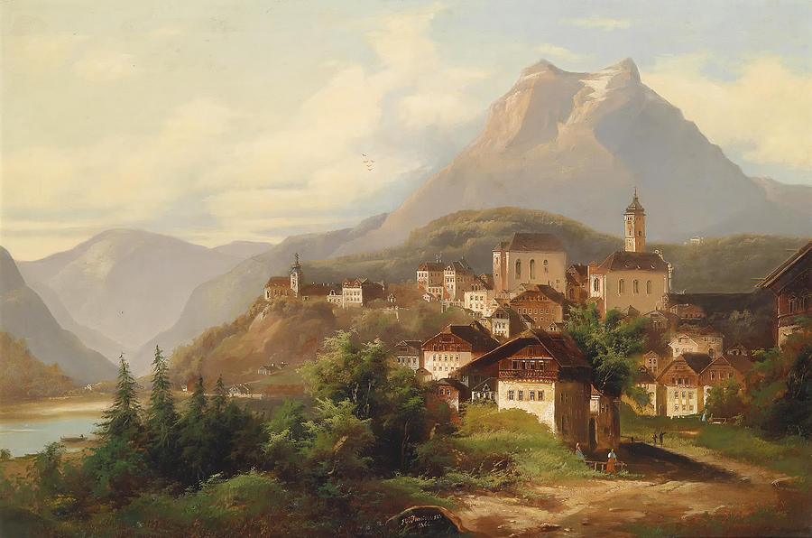 900x596 German Village Painting By Mountain Dreams - German Painting