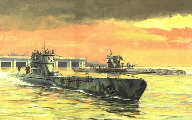 640x400 Art Diesel Submarine Boat Submarine The German Navy Ww2 Drawing 4 - German Painting