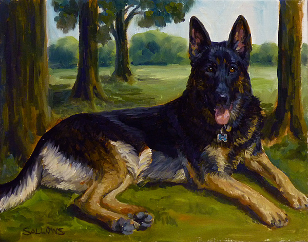 600x471 Judson A German Shepherd Dog Painting By Nora Sallows - German Shepherd Dog Painting