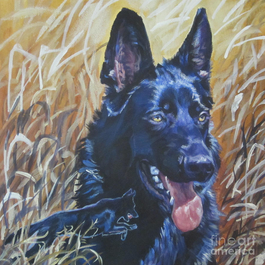 900x900 Black German Shepherd Painting By Lee Ann Shepard - German Shepherd Dog Painting
