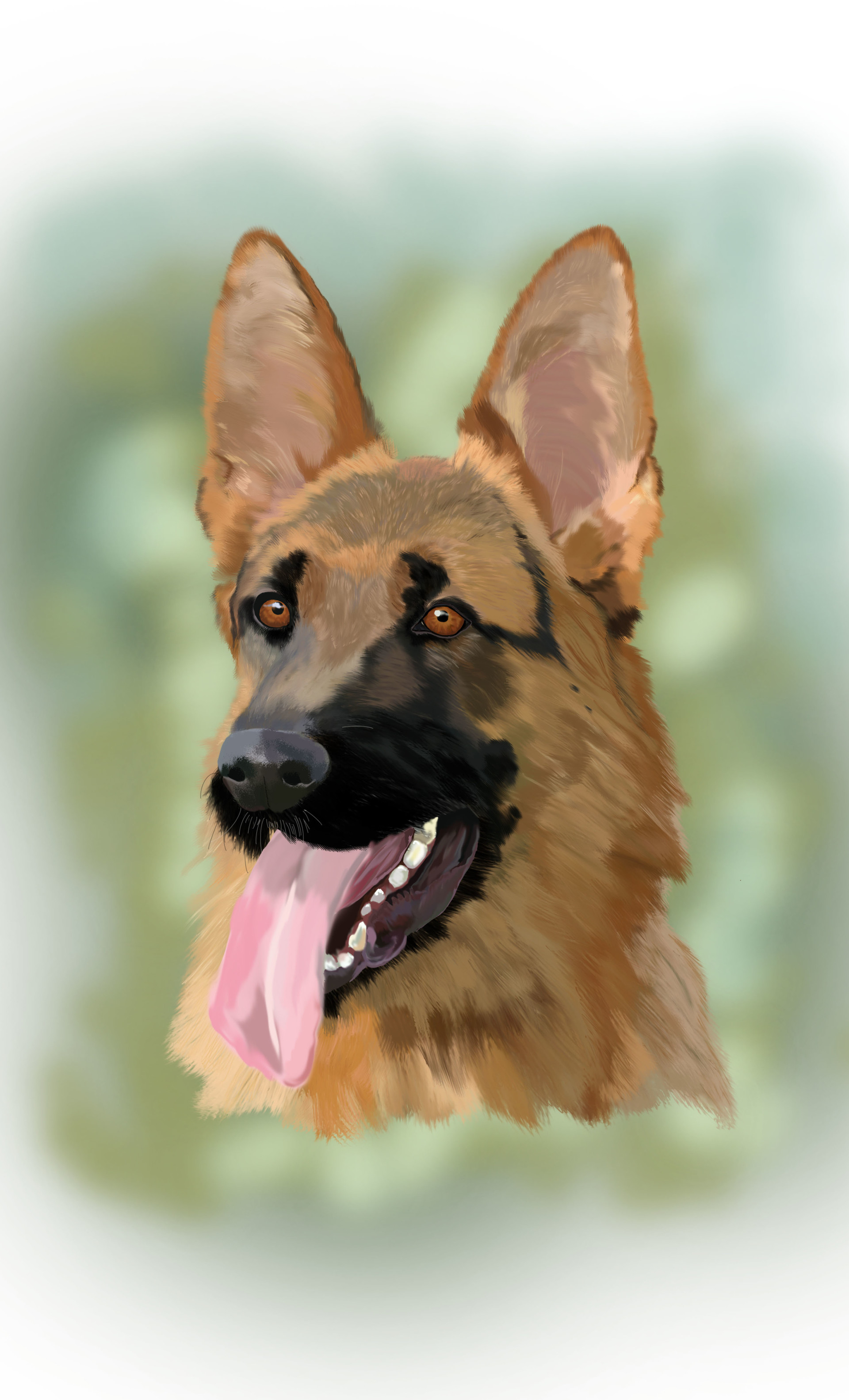 1920x3167 Artstation - German Shepherd Painting