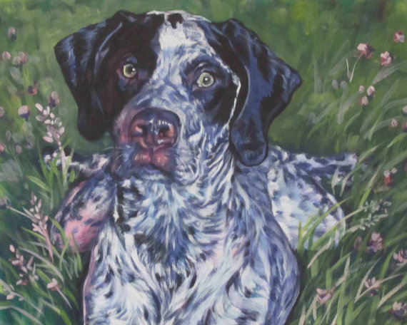 570x456 German Shorthaired Pointer Portrait Art Canvas Print Of La - German Shorthaired Pointer Painting