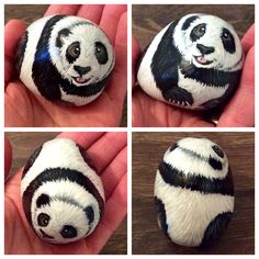 236x236 Sleeping Panda Hand Painted On Stone Get - Get Er Done Painting
