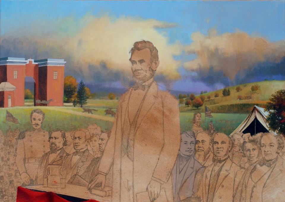960x681 Lincoln's Getysburg Address 150th Anniversary Richard R. Miller - Gettysburg Address Painting