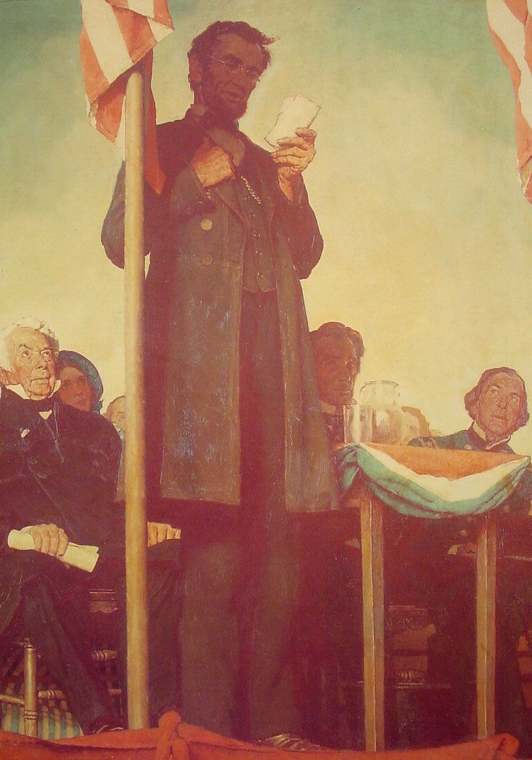 777x1110 Norman Rockwell, Abraham Lincoln Delivering Gettysburg Address - Gettysburg Address Painting