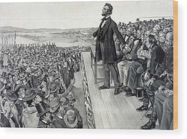 643x478 The Gettysburg Address Wood Print By American School - Gettysburg Address Painting