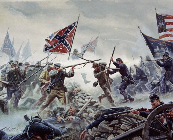 576x466 Deluxe Set Authentic Relics From Pickett's Charge Area - Gettysburg Painting