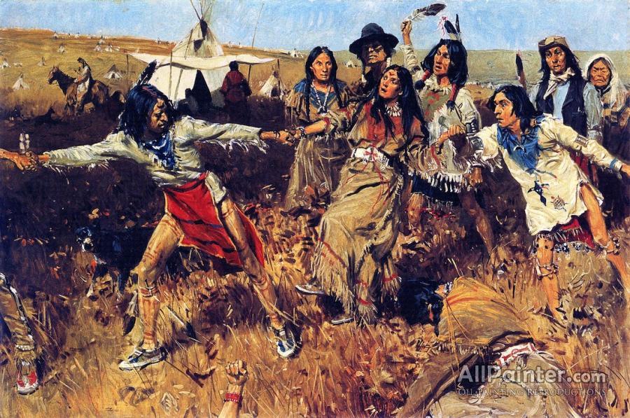 900x597 William Gilbert Gaul Ghost Dance Oil Painting Reproductions - Ghost Dance Painting