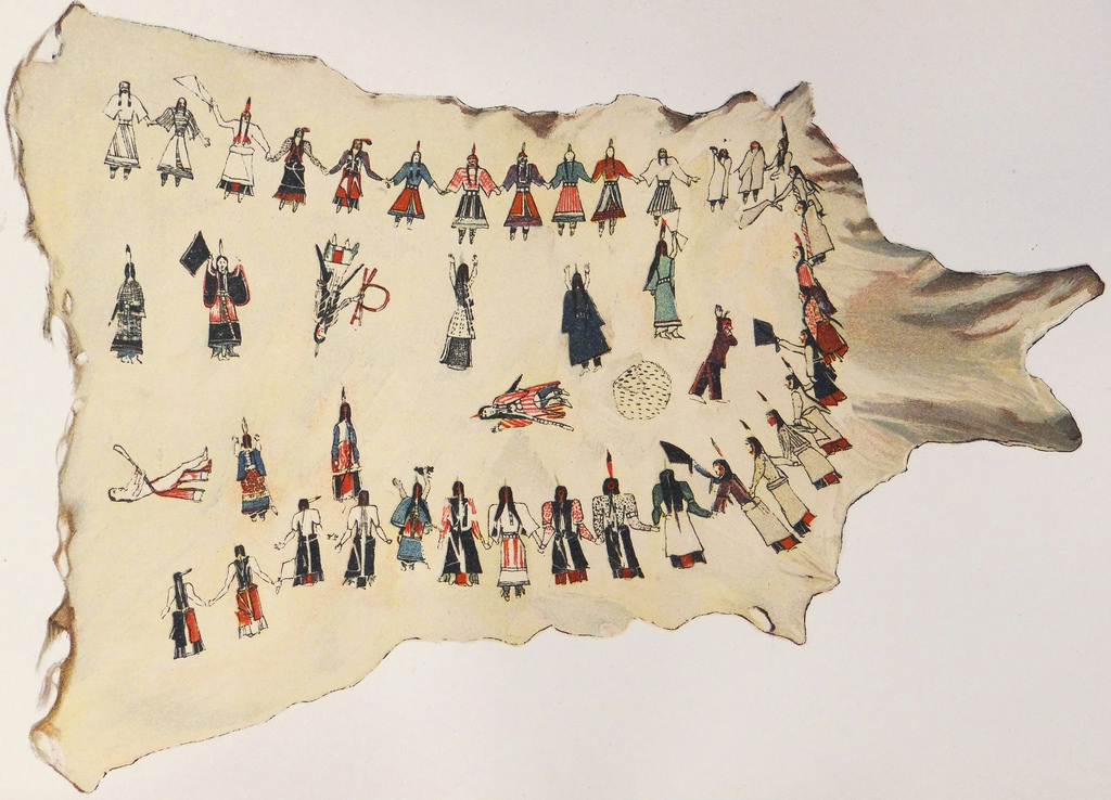 1024x738 Ghost Dance Painting On Buckskin Image Is - Ghost Dance Painting