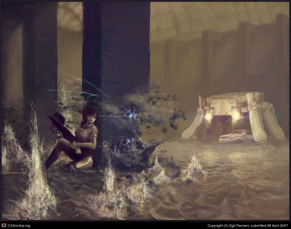 1010x796 Ghost In The Shell Painting By Egil Paulsen 2d Cgsociety - Ghost In The Shell Painting