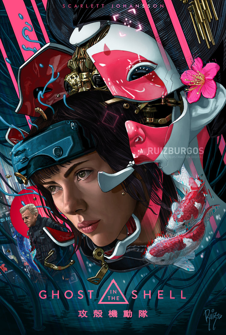 734x1089 Ghost In The Shell By Ruizburgos - Ghost In The Shell Painting
