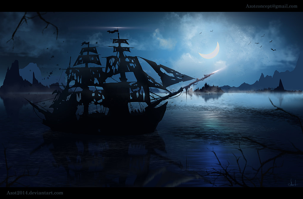 1024x673 Ghost Ship - Ghost Pirate Ship Painting