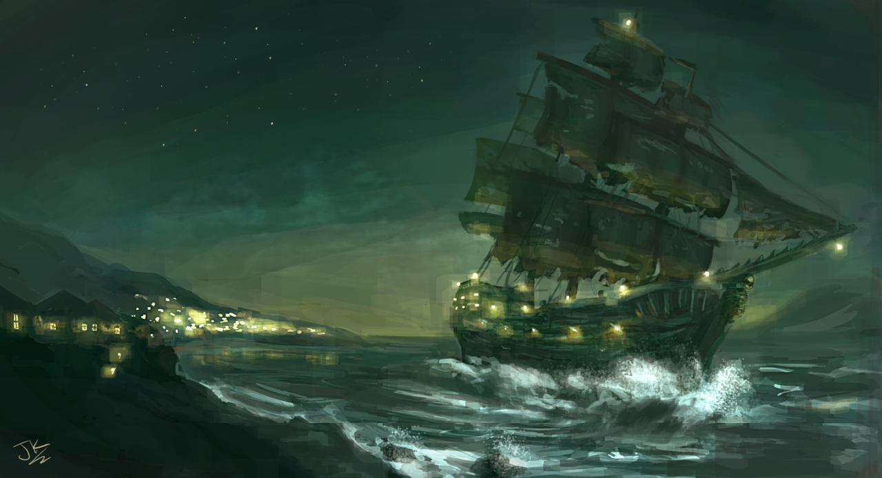 Ghost Pirate Ship Painting At Explore Collection