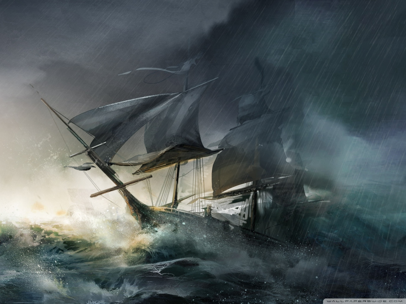 1600x1200 Pirate Ship Wallpaper High Quality And Map Ship Ghost Painting - Ghost Pirate Ship Painting