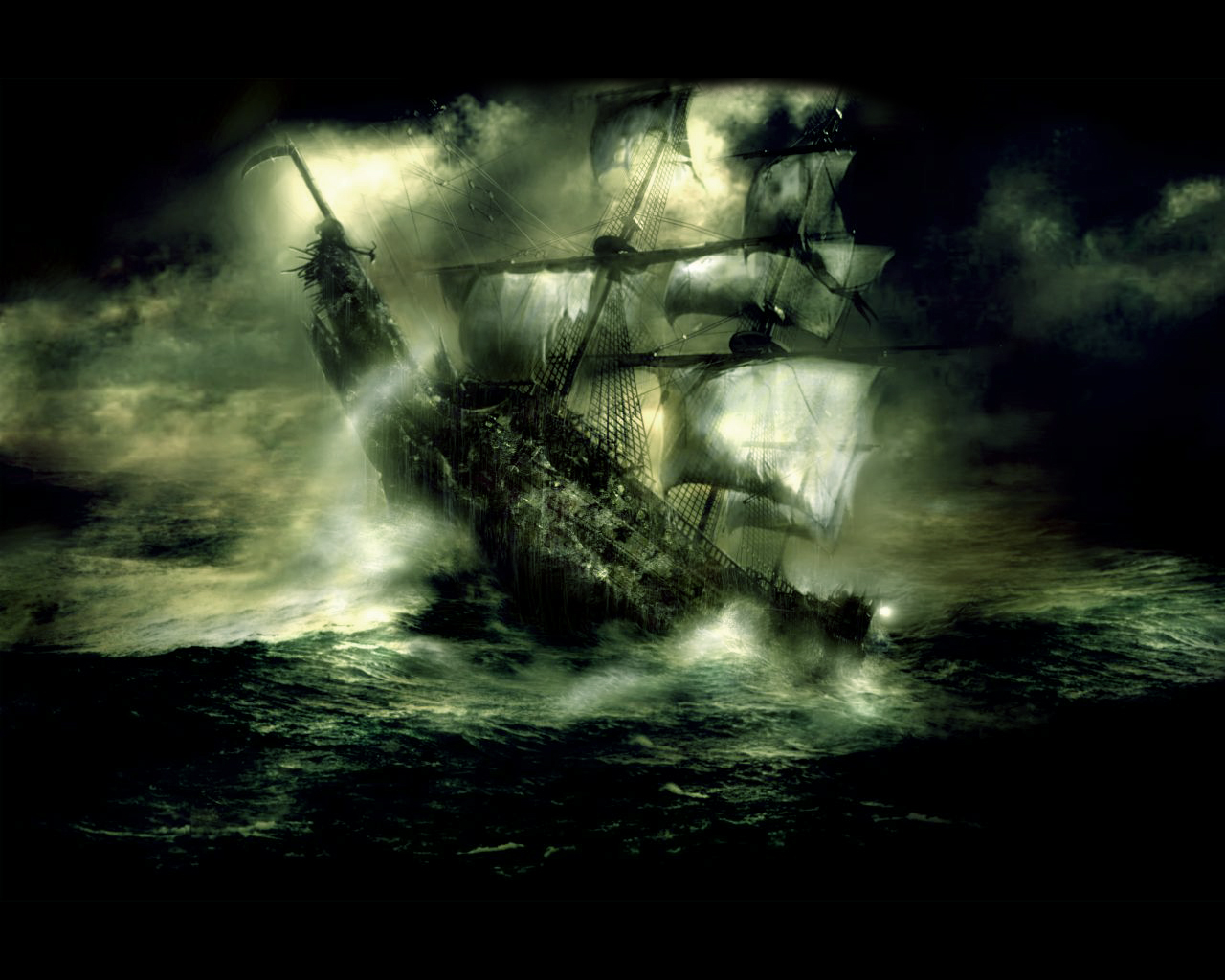1280x1024 Flying Dutchman Ghosts Pirates Pirate Ship Ships Vehicles - Ghost Pirate Ship Painting