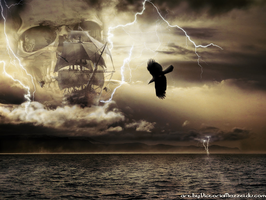 1024x768 Free Ghost Pirate Ship Wallpapers High Resolution Long Wallpapers - Ghost Pirate Ship Painting
