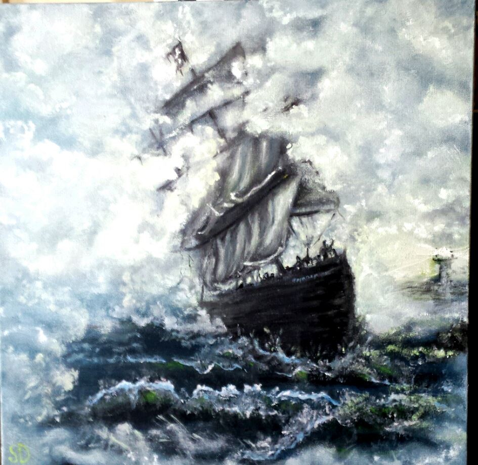 945x920 Ghost Hunting Theories Ghost Ships - Ghost Pirate Ship Painting