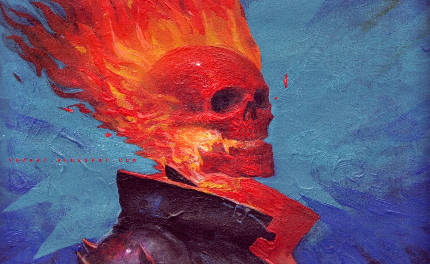 1417x870 Ghost Rider Art By Yoz - Ghost Rider Painting