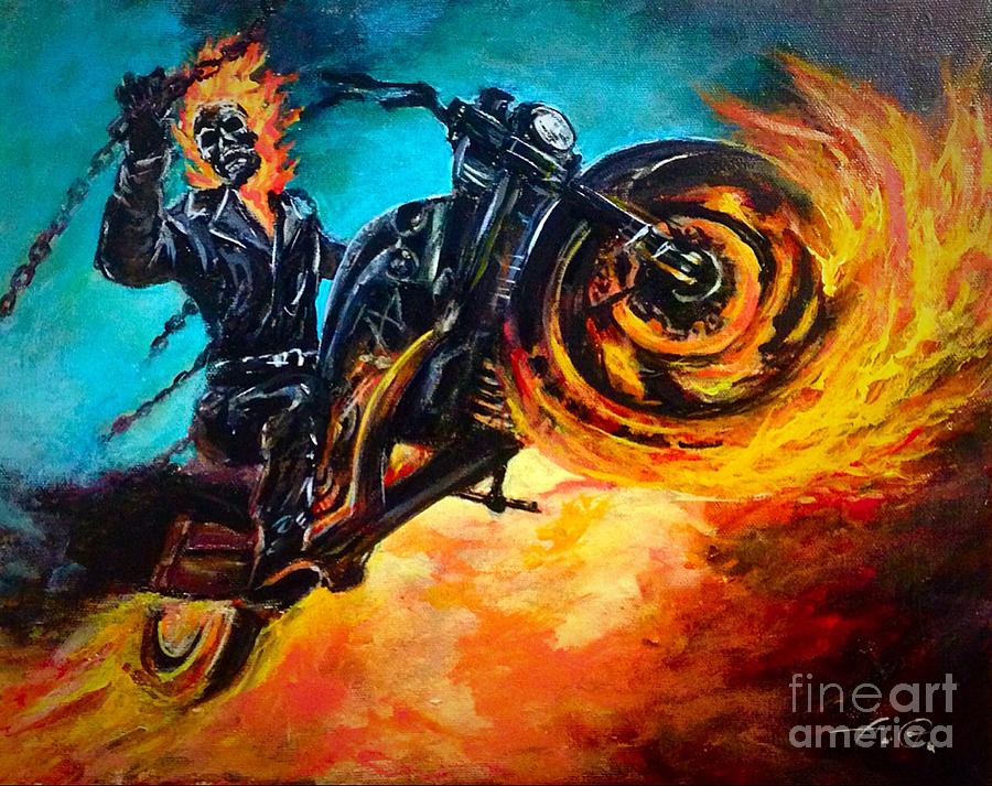 900x713 Ghost Rider Painting By Alexander Gatsaniouk - Ghost Rider Painting