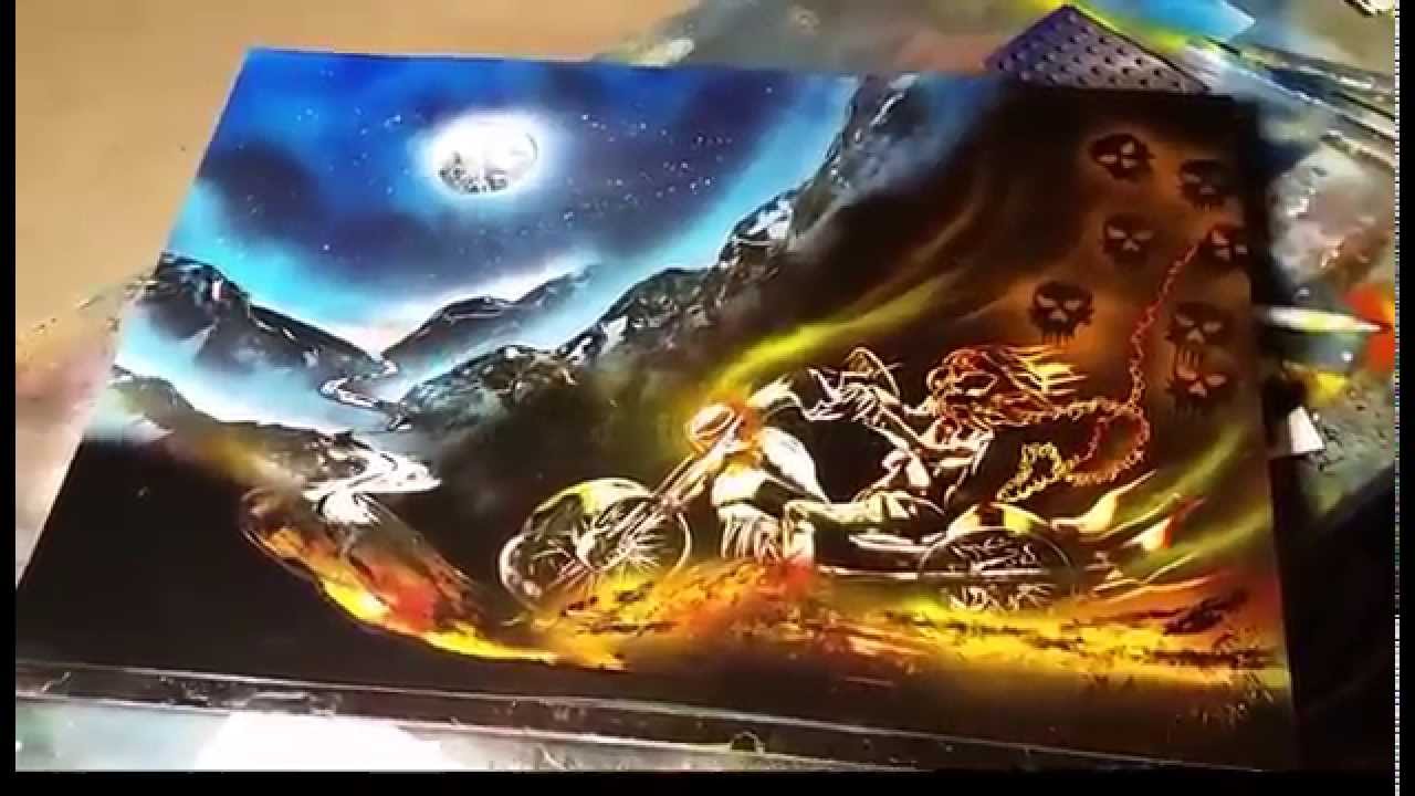 1280x720 Ghost Rider Spray Art - Ghost Rider Painting
