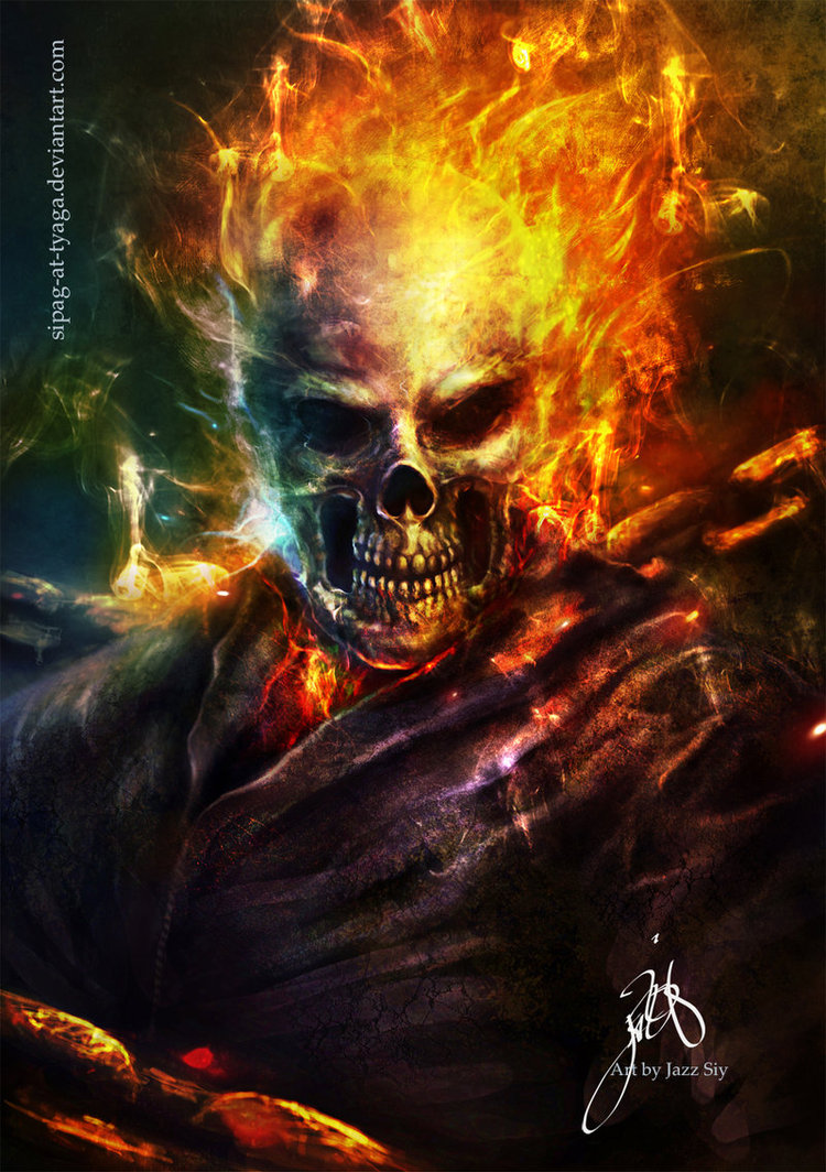 750x1064 The Ghost Rider By Jazzsiyart - Ghost Rider Painting