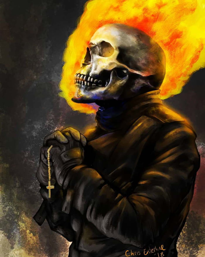 700x875 Confession I Decided To Have Fun And Paint Ghost Rider. He's One - Ghost Rider Painting