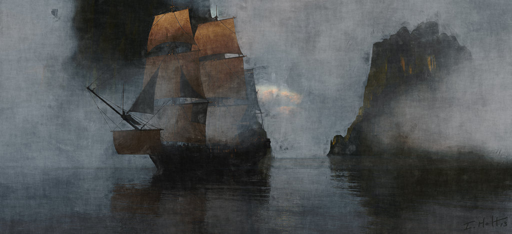 1024x468 Ghostship Painting By Artdevilmason - Ghost Ship Painting