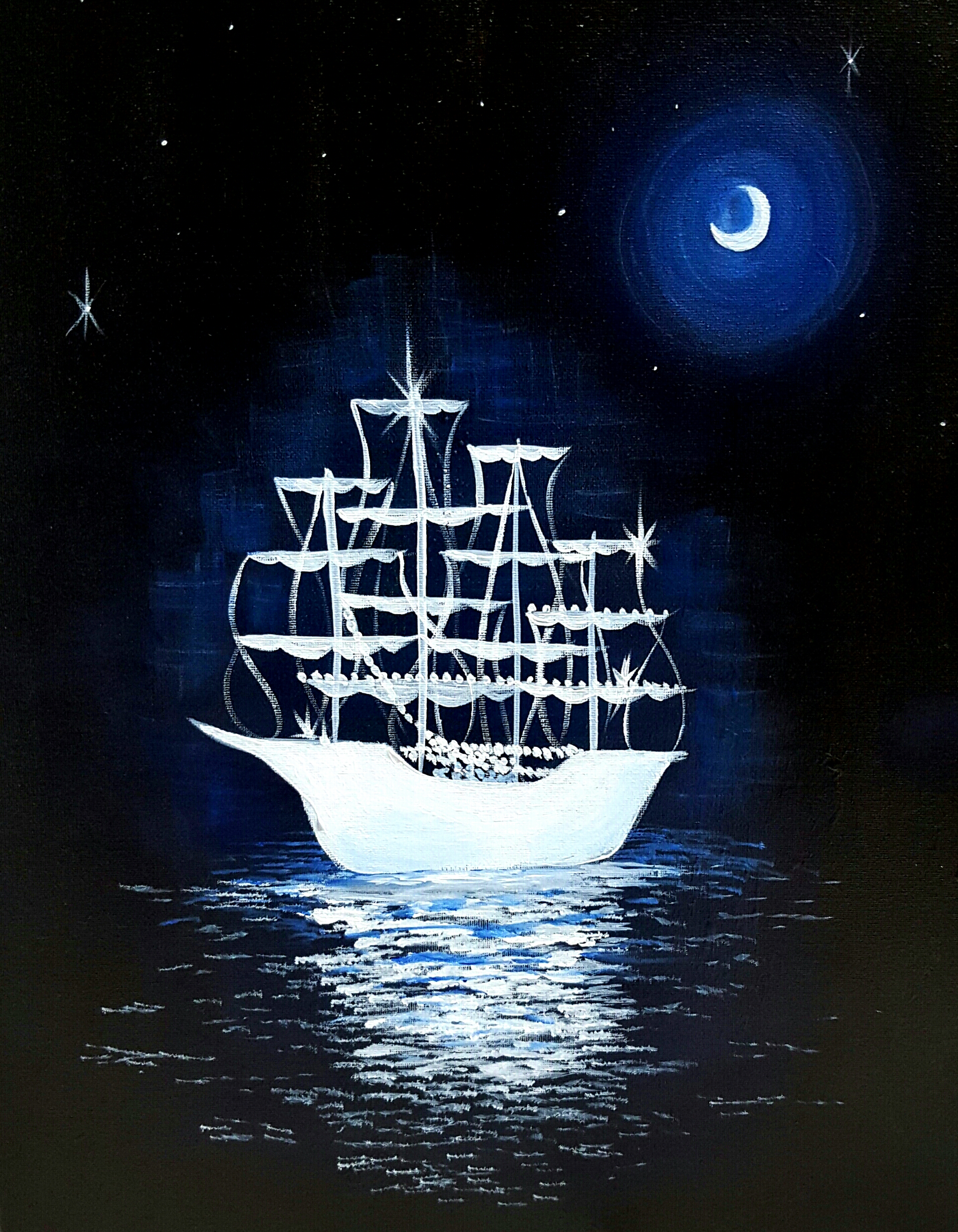 1908x2453 Learn To Paint Midnight Ghost Ship - Ghost Ship Painting