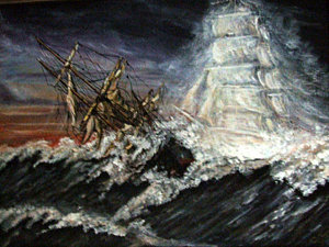 300x225 The Flying Dutchman Painting By Mackenzie Moulton - Ghost Ship Painting